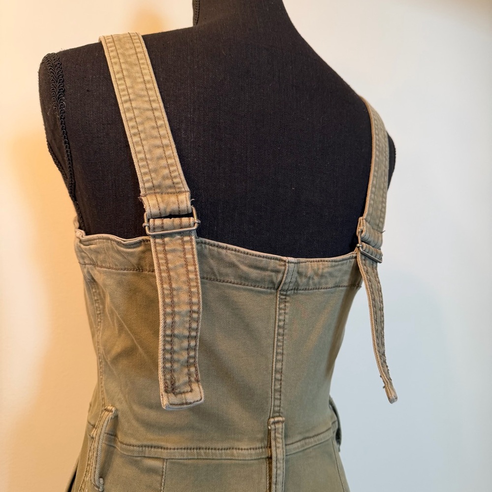 American Eagle Outfitters Women S Button-Down Mini Dress Overall Utility Stretch - Picture 7 of 11